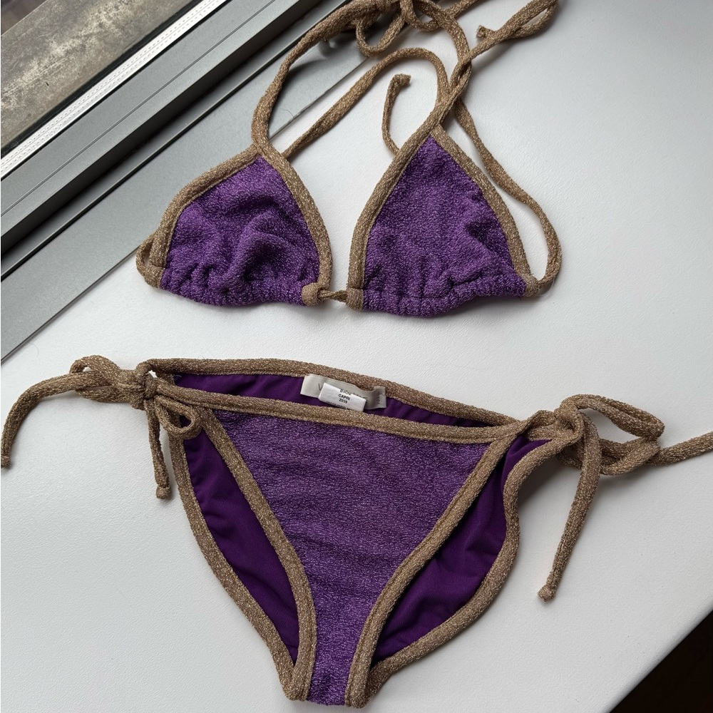 Shimmer Purple and Gold French Bikini Set